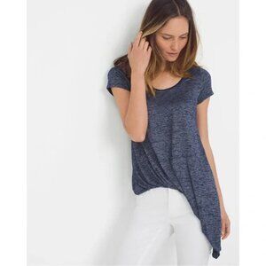 White House Black Market Navy Asymmetric Tuck-Hem Tee